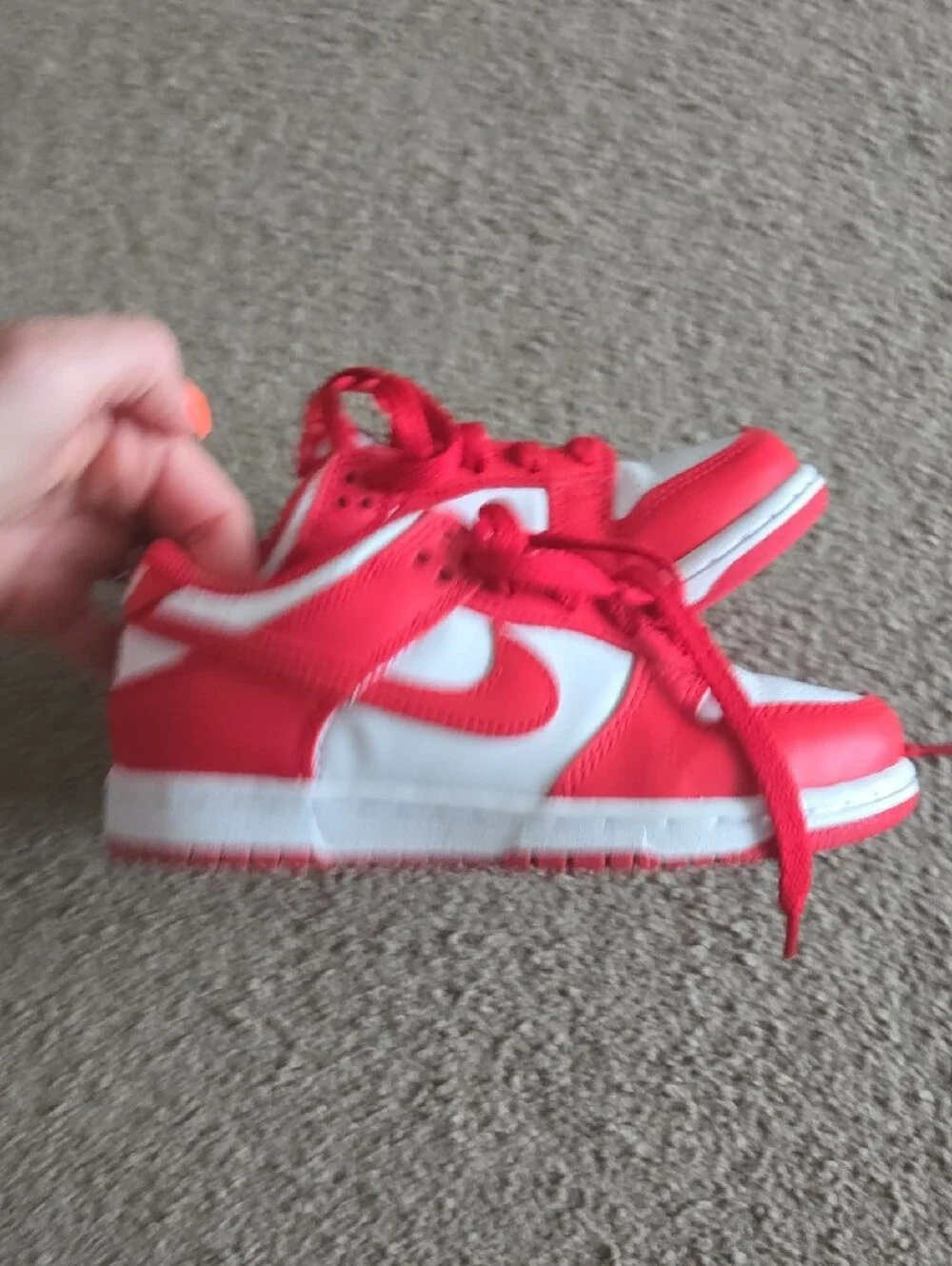 Nike Kids Red and White Low-Top Sneakers